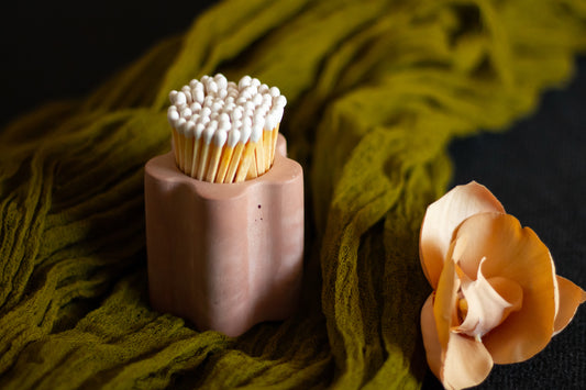 Blush Flower Vessel with White Matchsticks