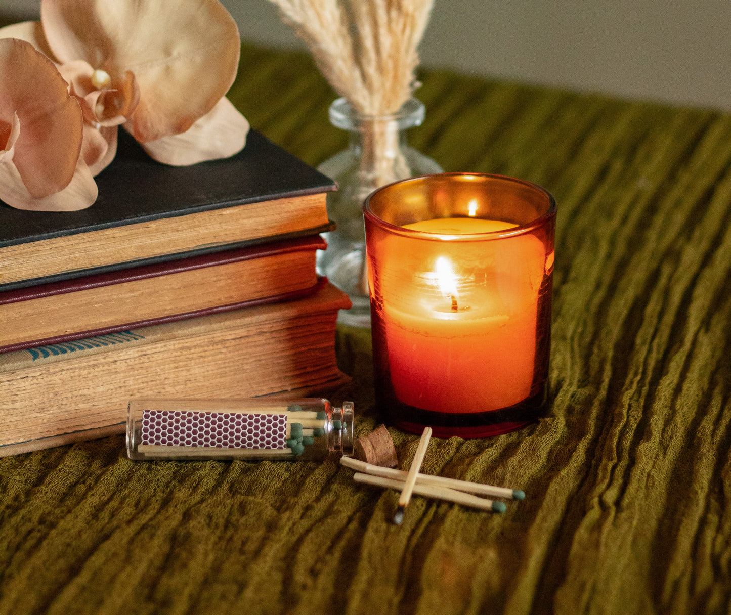 Clear Amber Glass Candle