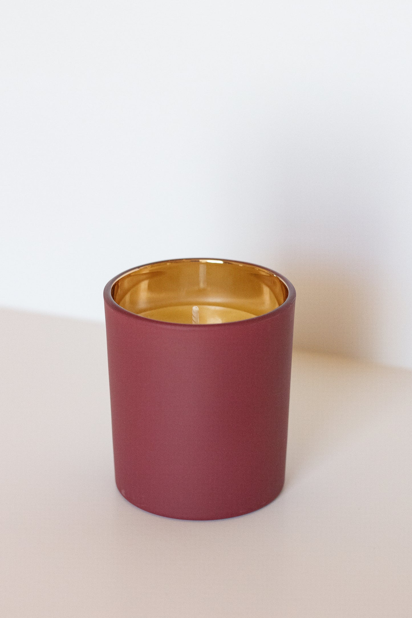 Cranberry With Gold Interior Beeswax Candle