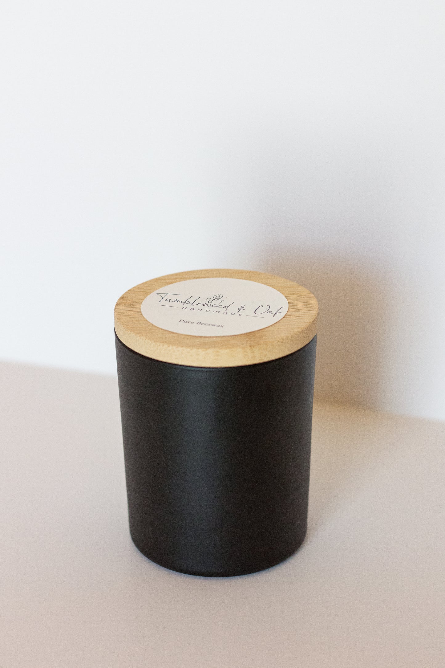 Black Ceramic Candle with Bamboo Lid