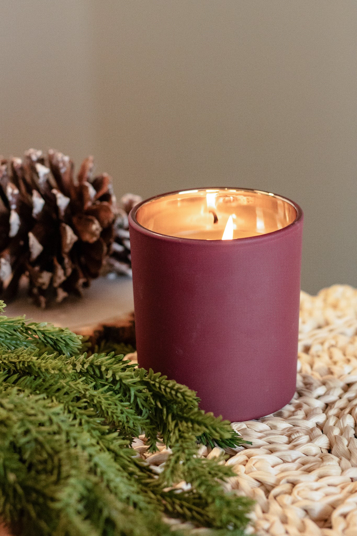 Cranberry With Gold Interior Beeswax Candle