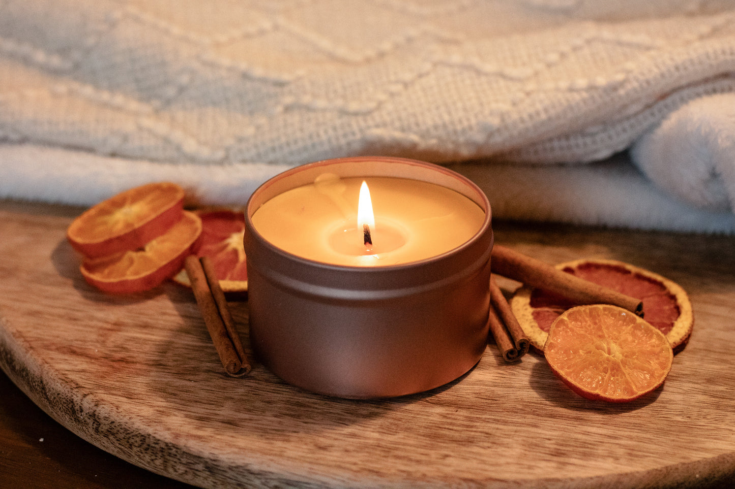 Rose Christmas Tin Candle