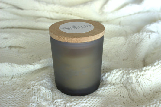 Gray Frosted Glass Beeswax Candle