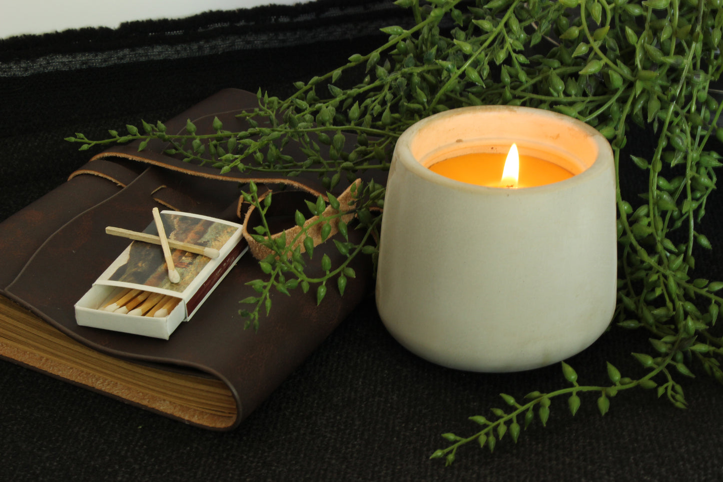 Round Concrete Beeswax Candle