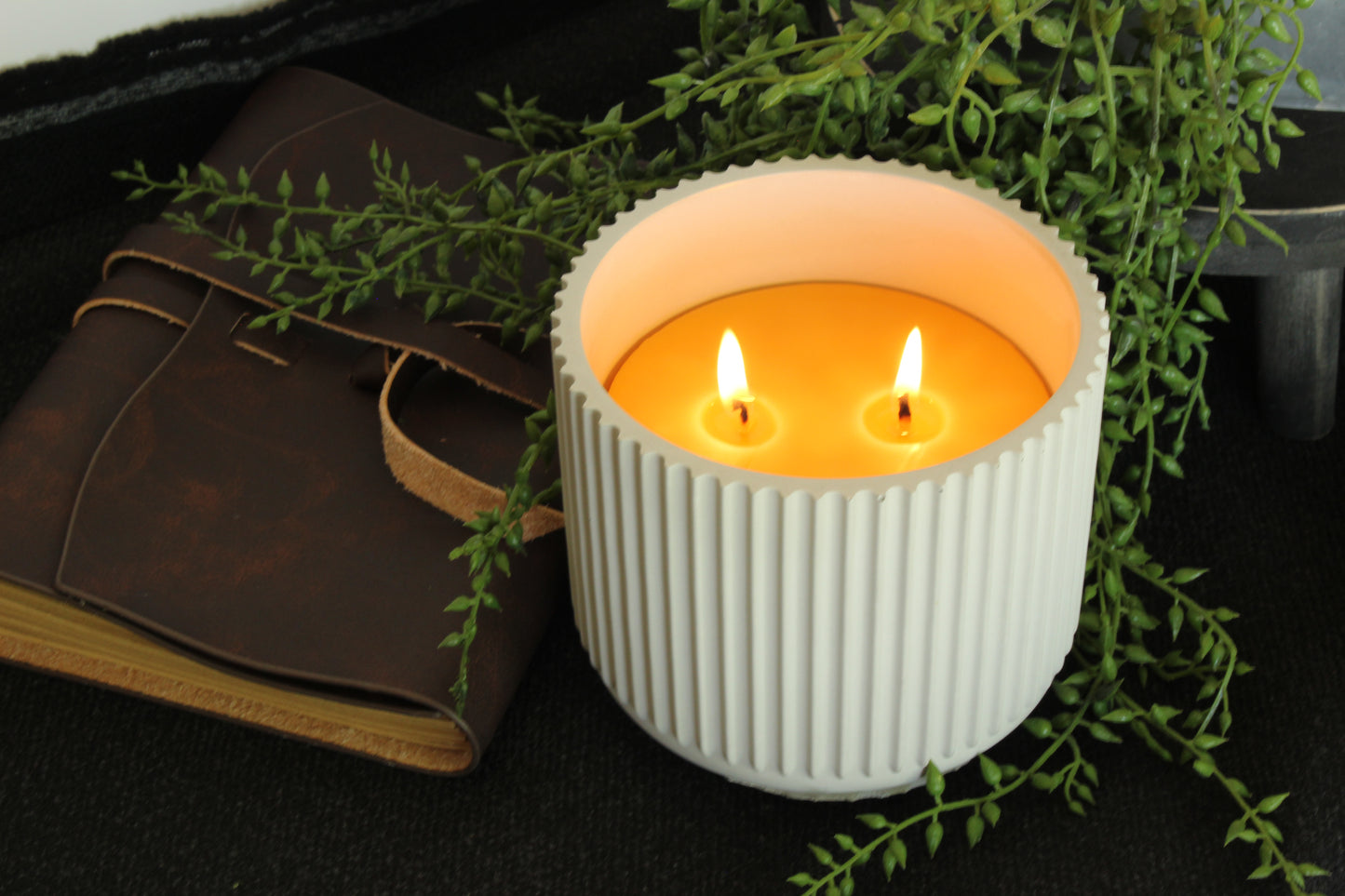 Concrete 2 Wick Beeswax Candle