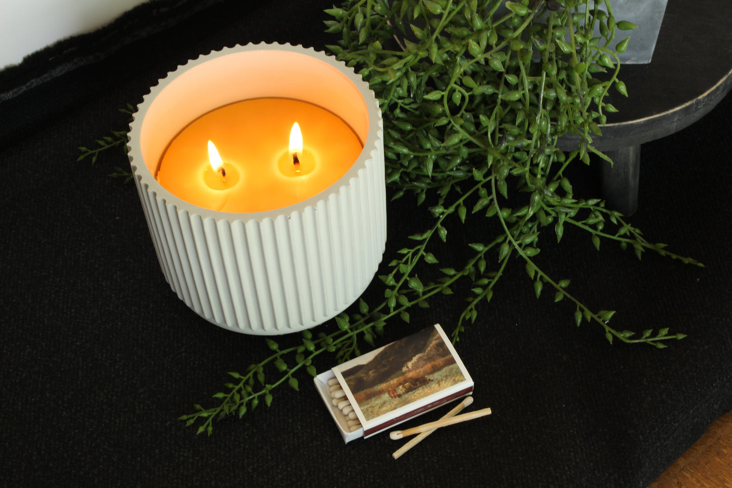 Concrete 2 Wick Beeswax Candle